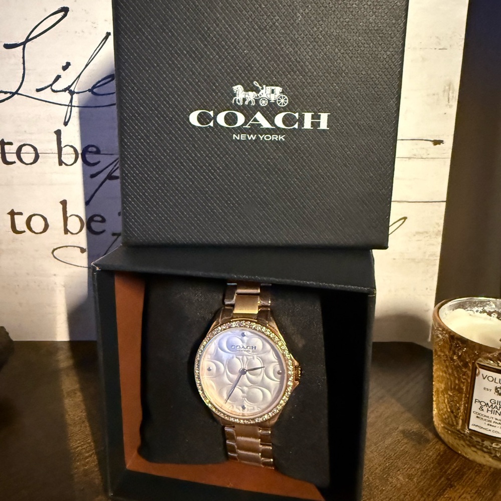 Coach Rose Gold Timepiece with Crystal Details